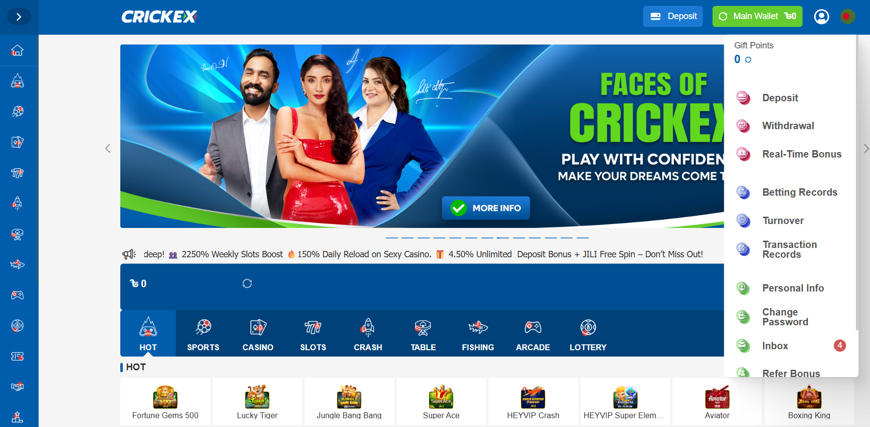 Casino Crickex affiliate withdrawal for Bangladesh